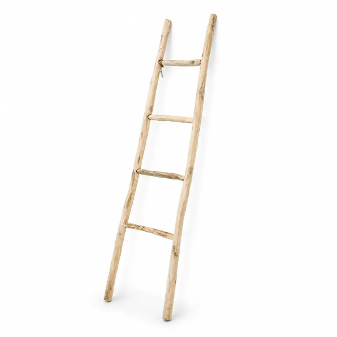 Deco ladder teak l35b55h160cm naturel, Van der Leeden, Tuincentrumoutlet