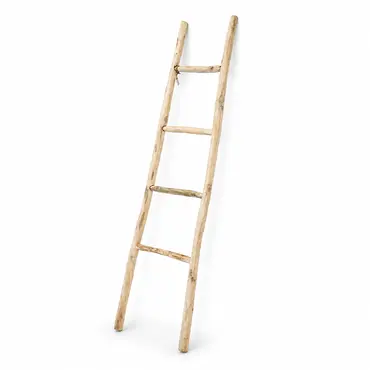 Deco ladder teak l35b55h160cm naturel, Van der Leeden, Tuincentrumoutlet