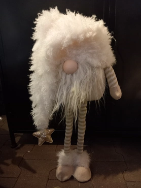 Decoratie gnoom l21b14h85cm wit