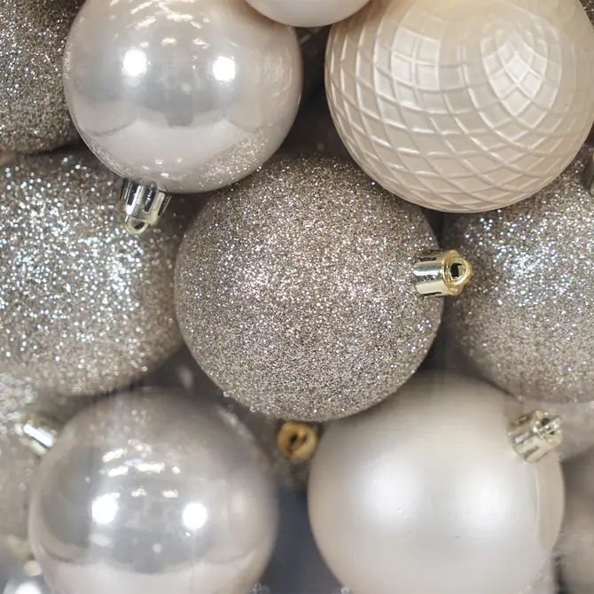 Decoris Kerstbal kunststof d6cm ass 100st pearl - afbeelding 3