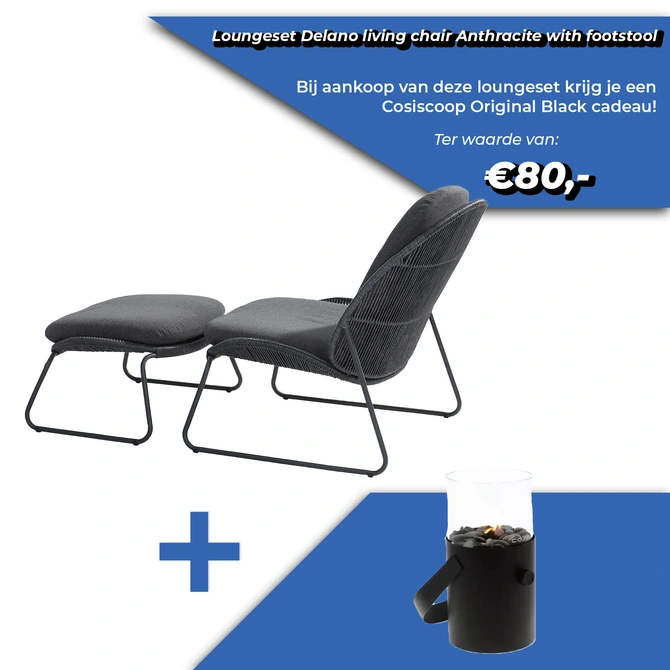 Delano loungestoel met voetenbank, 4 Seasons Outdoor, Tuincentrumoutlet