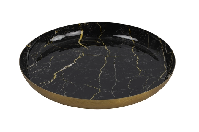 Dienblad Marble metaal L26,5B26,5H3CM zwart, Decostar, tuincentrumoutlet