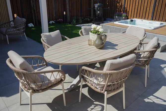 Dining Tuinstoel Dakota Bruin Aluminium Touw Stoel Buiten Vita Lux Outdoor Living - afbeelding 8