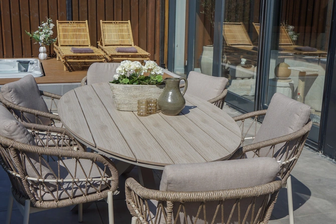 Dining Tuinstoel Dakota Bruin Aluminium Touw Stoel Buiten Vita Lux Outdoor Living - afbeelding 9