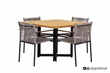 Dining Tuinstoel Jakarta Grijs Touw Zwart Aluminium RVS Stoel Buiten Applebee - afbeelding 3