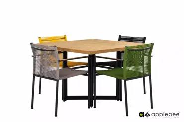 Dining Tuinstoel Jakarta Grijs Touw Zwart Aluminium RVS Stoel Buiten Applebee - afbeelding 4