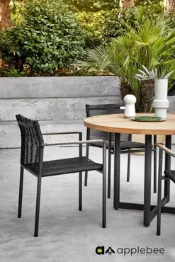 Dining Tuinstoel Jakarta Zwart Touw Aluminium RVS Stoel Buiten Applebee - afbeelding 4