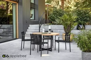 Dining Tuinstoel Jakarta Zwart Touw Aluminium RVS Stoel Buiten Applebee - afbeelding 7