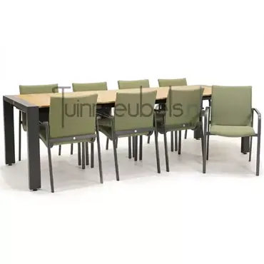 Tuinstoel Anzio Forest Green 10 stoelen met rialto hout tafel 262 x 329 cm, tuinmeubels.nl, foto 2