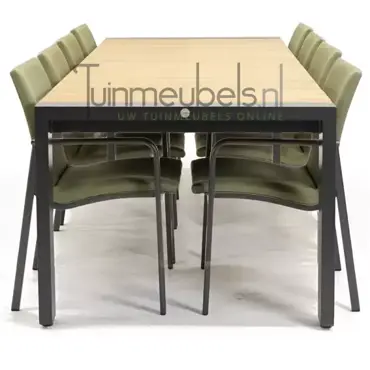 Tuinstoel Anzio Forest Green 10 stoelen met rialto hout tafel 262 x 329 cm, tuinmeubels.nl, foto 4