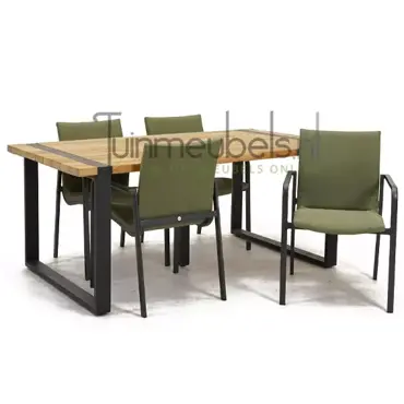 Tuinstoel Anzio dining Forest green met Alto 180 cm teaktafel, tuinmeubels.nl, foto 1