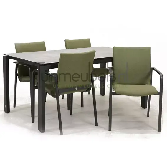 Tuinstoel Anzio dining Forest green met GOA HPL 160 licht grijs, tuinmeubels.nl, foto 1