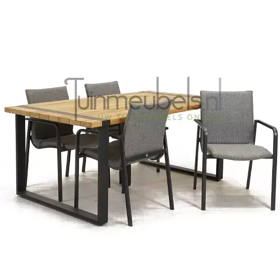 Tuinstoel Anzio dining Light Antracite met Alto 180 cm teaktafel, tuinmeubels.nl, foto 1