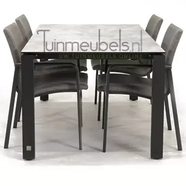 Tuinstoel Anzio dining Light Antracite met GOA HPL 160 cm licht grijs, tuinmeubels.nl, foto 3