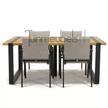 Tuinstoel Anzio dining Soft grey met Alto 180 cm teaktafel, tuinmeubels.nl, foto 2