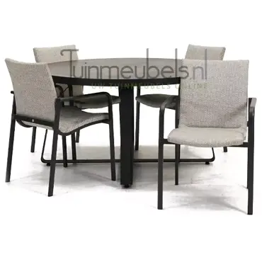 Tuinstoel Anzio dining soft grey met braga tafel 140 cm rond, tuinmeubels.nl