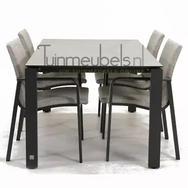 Tuinstoel Anzio dining Soft grey met GOA HPL 160 cm licht grijs, tuinmeubels.nl, foto 3