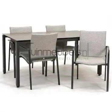 Tuinstoel Anzio dining Soft grey met GOA HPL 160 cm donker grijs, tuinmeubels.nl, foto 1