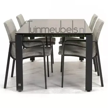 Tuinstoel Anzio dining Soft grey met GOA HPL 160 cm donker grijs, tuinmeubels.nl, foto 3