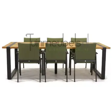 Tuinstoel Anzio dining Forest green met Alto 240 cm teaktafel, tuinmeubels.nl, foto 2