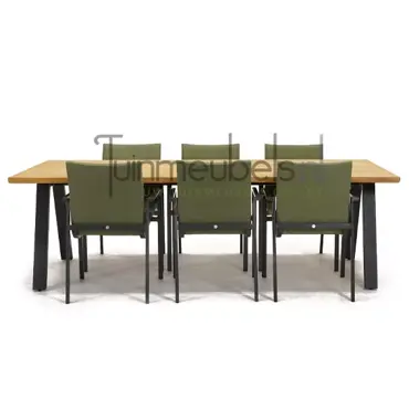 Tuinstoel Anzio dining Forest green met Ambassador 240 cm teaktafel, tuinmeubels.nl, foto 2