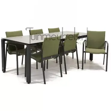 Tuinstoel Anzio dining Forest green met GOA HPL 220 cm licht grijs, tuinmeubels.nl, foto 1