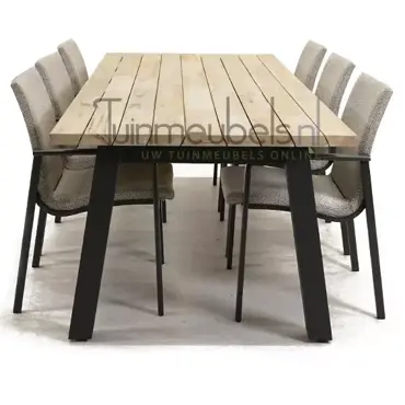 Tuinstoel Anzio dining Soft grey met Derby 240 cm teaktafel, tuinmeubels.nl, foto 3