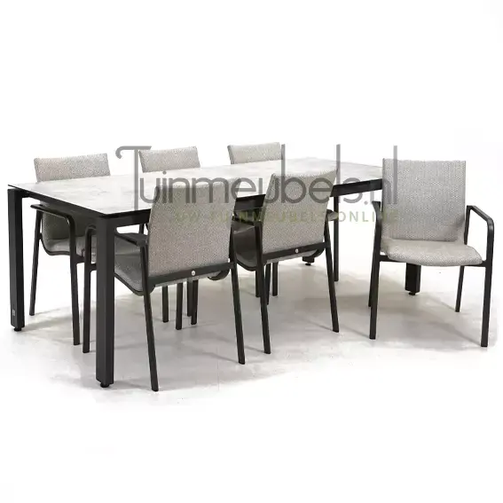 Tuinstoel Anzio dining Soft grey met GOA HPL 220 cm licht grijs, tuinmeubels.nl, foto 1