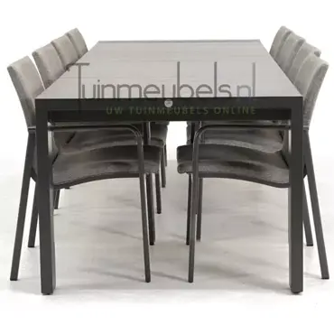 Tuinstoel Anzio Light Antracite 8 stoelen met rialto aluminium tafel 262 x 329 cm, tuinmeubels.nl, foto 3