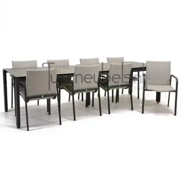 Tuinstoel Anzio dining Soft grey met GOA HPL 280 cm donker grijs, tuinmeubels.nl, foto 1