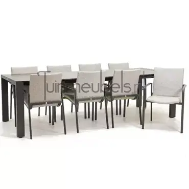 Tuinstoel Anzio soft grey 8 stoelen met rialto aluminium tafel 262 x 329 cm, tuinmeubels.nl, foto 1