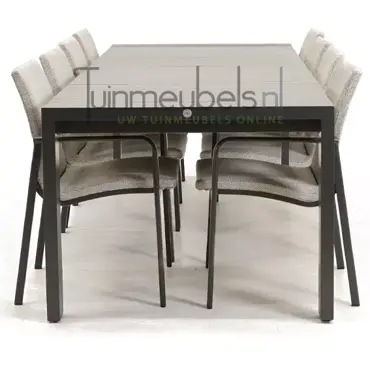 Tuinstoel Anzio soft grey 8 stoelen met rialto aluminium tafel 262 x 329 cm, tuinmeubels.nl, foto 3