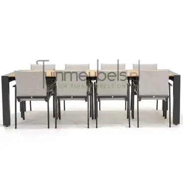 Tuinstoel Anzio soft grey 8 stoelen met rialto hout tafel 262 x 329 cm, tuinmeubels.nl, foto 2