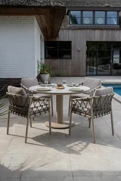 Diningtafel Sarah 120 75 Latte 4SO Printed Keramiek Tafel Buiten Tuintafel 4 Seasons Outdoor - afbeelding 2