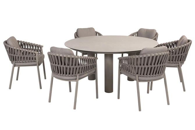Donato Ø160 cm cloud met 6 Catalana stoelen, 4 Seasons Outdoor, tuincentrumoutlet.com