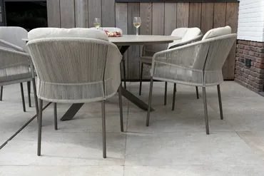 Donato Ø160 cm met 6x Florence dining stoel terre sfeer, 4 Seasons Outdoor, tuincentrumoutlet.com