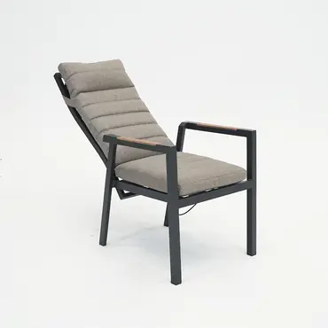 Donna verstelbare stoel met kussen woodlook arm, Sens-line, Tuincentrumoutlet.com