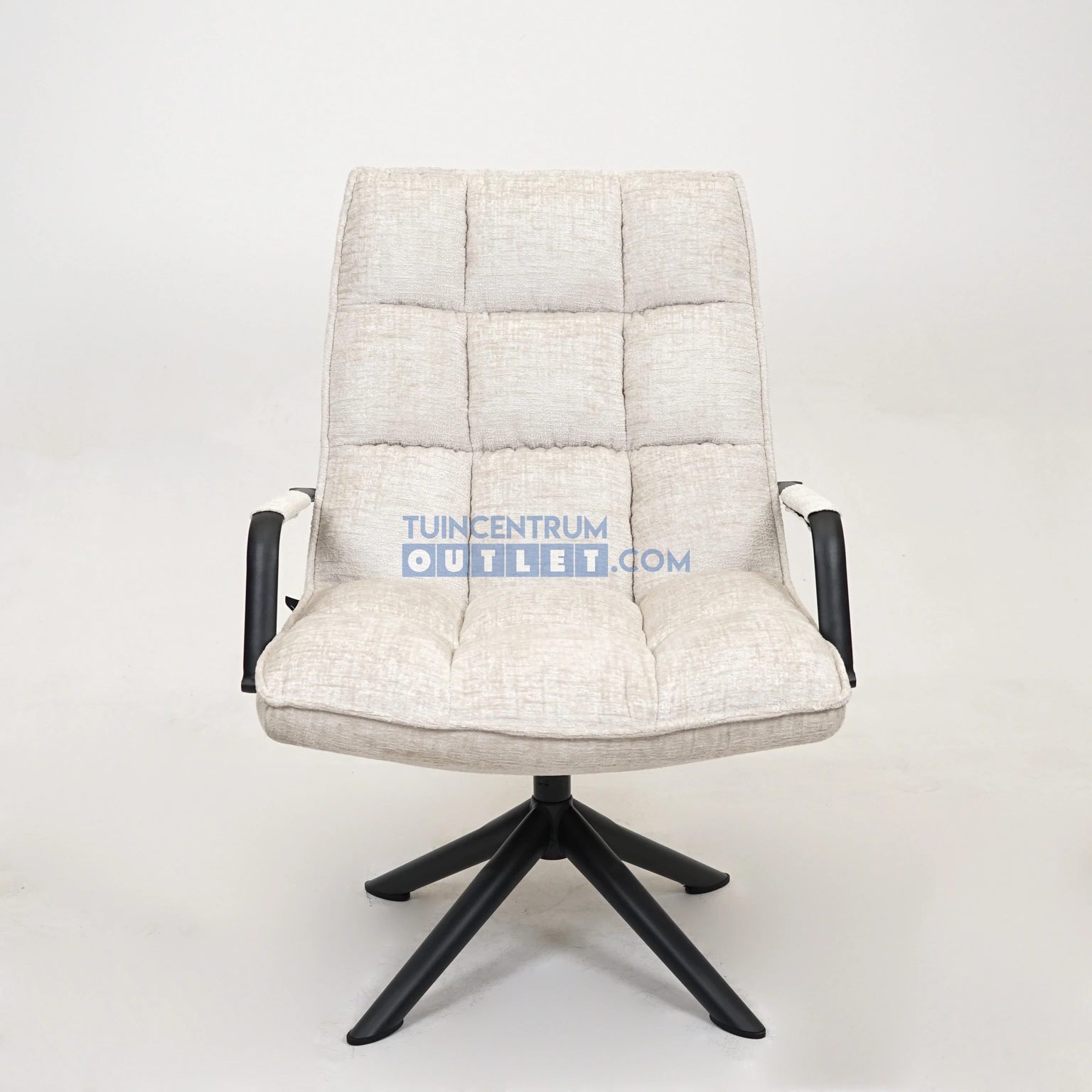 Draaifauteuil Hidde met arm in bouclé naturel