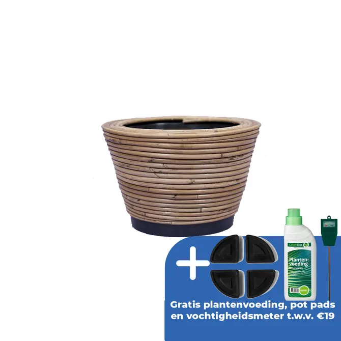 Drypot rond streep d27h20cm grijs - afbeelding 1
