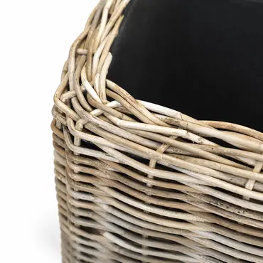 Drypot Rotan Grijs 70x70h73cm detail rand, Van der Leeden, Tuincentrumoutlet.com