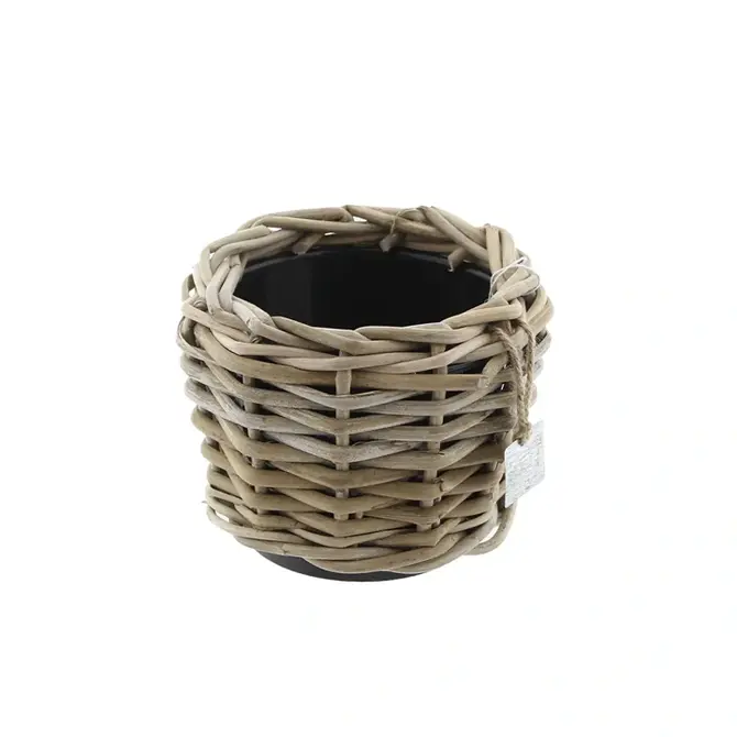 Drypot Rotan Grijs d17h14cm, Van der Leeden, tuincentrumoutlet.com