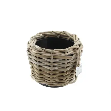 Drypot Rotan Grijs d17h14cm, Van der Leeden, tuincentrumoutlet.com