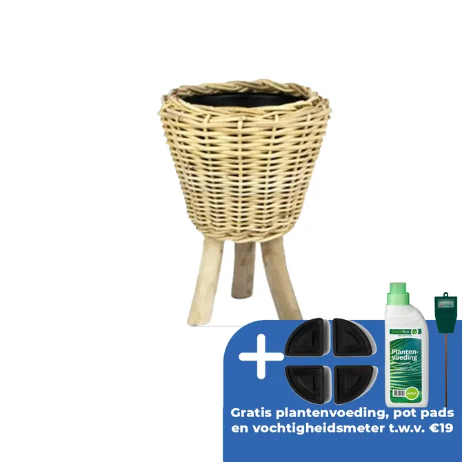 Drypot rotan naturel poten d27h42cm - afbeelding 1