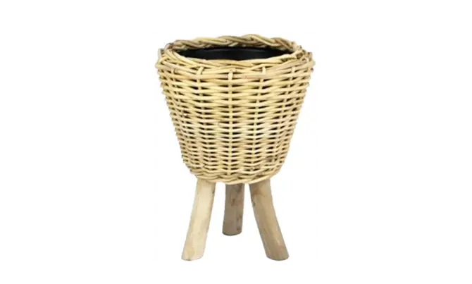 Drypot rotan naturel poten d27h42cm, Van der Leeden, tuincentrumoutlet.com