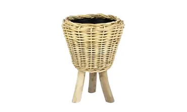 Drypot rotan naturel poten d27h42cm, Van der Leeden, tuincentrumoutlet.com