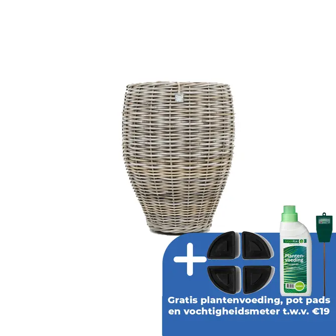 Drypot rotan vaas d48h62cm grijs - afbeelding 1