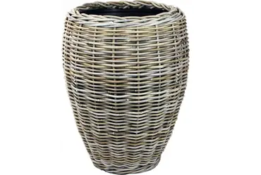 Drypot rotan vaas d48h62cm grijs, Van der Leeden, tuincentrumoutlet.com