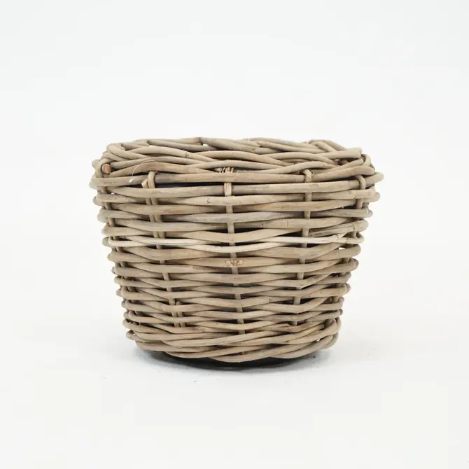 Drypot Sawah Extra Dik Rotan Grijs d57h43cm met dichte inzetpot, Van der Leeden, tuincentrumoutlet.com