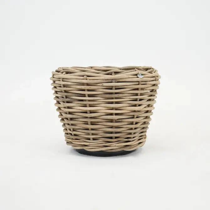 Drypot Sawah Extra Dik Rotan Grijs d68h52cm met dichte inzetpot, Van der Leeden, tuincentrumoutlet.com