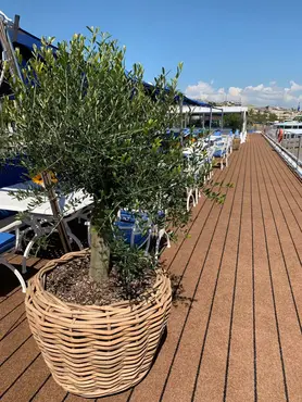 Drypot Sawah Extra Dik Rotan Grijs d83h61cm met dichte inzetpot sfeer, Van der Leeden, tuincentrumoutlet.com